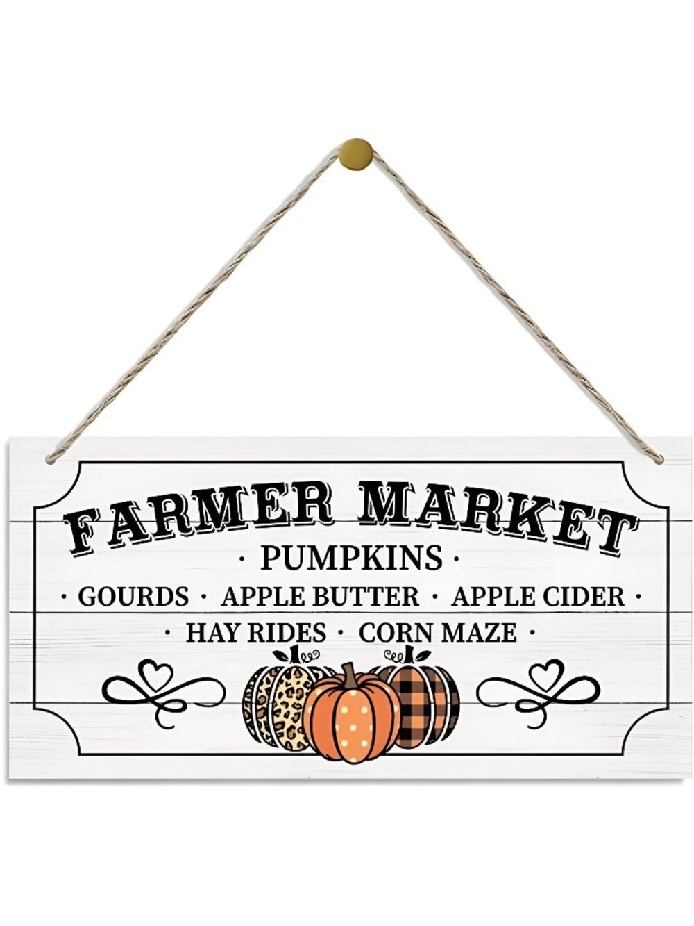Fall Wood Hanging Plaque, Wooden Wall Art, Pumpkin Sign for Farm Garden